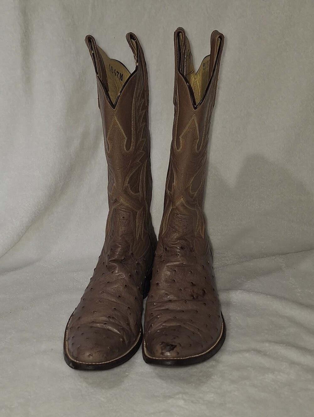 Rios of Mercedes Brown Western Ostrich Leather Cowboy Boots